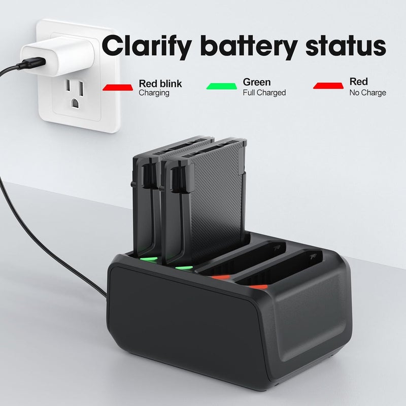 E EGOWAY 4-Slot Battery Charging Cradle Kit for Zebra TC70 TC75 TC77 TC7X-4BTYC1 Barcode Scanners, Compatible with BT-000318 Battery, Charger Station with Type-C Cable, Black - Image 2
